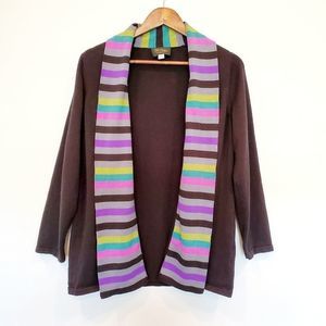 Rainbow Teacher Cardigan Sweater Black Purple Size M